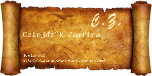 Czirják Zamfira névjegykártya